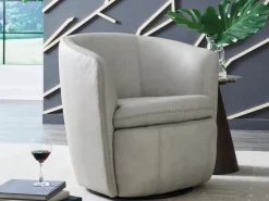 Mor Furniture Chairs|Kierreys Swivel Chair In Charcoal Leather