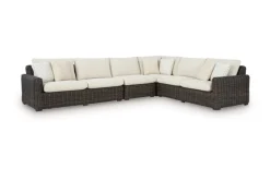 Mor Furniture Outdoor Sectionals|Kimora Outdoor 4 Piece Sectional In Beige/Dark Brown