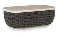 Mor Furniture Outdoor Coffee Tables|Kimora Outdoor Coffee Table In Beige/Dark Brown