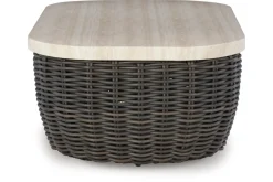Mor Furniture Outdoor Coffee Tables|Kimora Outdoor Coffee Table In Beige/Dark Brown