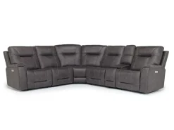 Mor Furniture Reclining Sectionals|Reclining Sofas|Kingston 6 Piece 3 Power Sectional W/ 3 Power Armless Recliner In Canyon Ocean