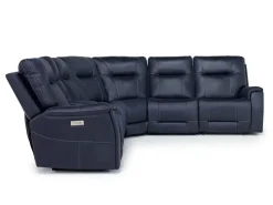 Mor Furniture Reclining Sectionals|Reclining Sofas|Kingston 6 Piece 3 Power Sectional W/ 3 Power Armless Recliner In Canyon Ocean