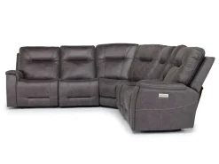 Mor Furniture Reclining Sectionals|Reclining Sofas|Kingston 6 Piece 3 Power Sectional W/ 3 Power Armless Recliner In Canyon Ocean