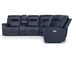 Mor Furniture Reclining Sectionals|Reclining Sofas|Kingston 6 Piece 3 Power Sectional In Canyon Ocean