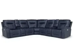 Mor Furniture Reclining Sectionals|Sectionals|Kingston 7 Piece Sectional W/ 3 Power Armless Recliner & Usb In Canyon Ocean