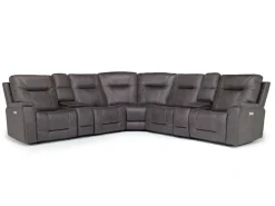 Mor Furniture Reclining Sectionals|Sectionals|Kingston 7 Piece Sectional W/ 3 Power Armless Recliner & Usb In Canyon Ocean
