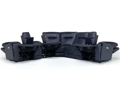 Mor Furniture Reclining Sectionals|Sectionals|Kingston 7 Piece Sectional W/ 3 Power Armless Recliner & Usb In Canyon Ocean
