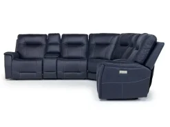 Mor Furniture Reclining Sectionals|Sectionals|Kingston 7 Piece Sectional W/ 3 Power Armless Recliner & Usb In Canyon Ocean