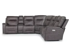 Mor Furniture Reclining Sectionals|Sectionals|Kingston 7 Piece Sectional W/ 3 Power Armless Recliner & Usb In Canyon Ocean