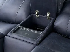 Mor Furniture Reclining Loveseats|Loveseats|Kingston 3 Power Console Loveseat In Ocean Blue