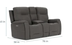 Mor Furniture Reclining Loveseats|Loveseats|Kingston 3 Power Console Loveseat In Ocean Blue