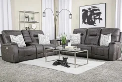 Mor Furniture Reclining Loveseats|Loveseats|Kingston 3 Power Console Loveseat In Ocean Blue