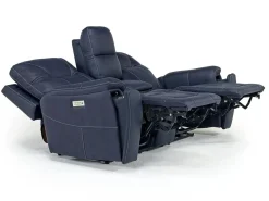 Mor Furniture Reclining Loveseats|Loveseats|Kingston 3 Power Console Loveseat In Ocean Blue