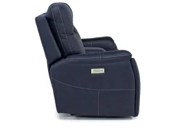 Mor Furniture Reclining Loveseats|Loveseats|Kingston 3 Power Console Loveseat In Ocean Blue