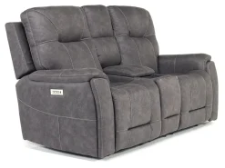 Mor Furniture Immersive Sound Sofas|Kingston 3 Power Sofa & Console Loveseat In Ocean Blue
