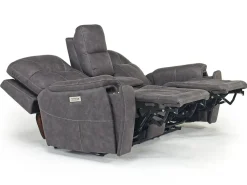 Mor Furniture Immersive Sound Sofas|Kingston 3 Power Sofa & Console Loveseat In Ocean Blue