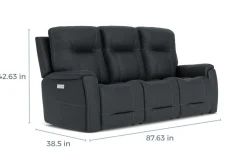 Mor Furniture Immersive Sound Sofas|Kingston 3 Power Sofa & Console Loveseat In Ocean Blue