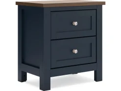 Mor Furniture Bedroom Sets|Landocken Panel Bed, Dresser, Mirror & Nightstand In Brown/Blue, Twin