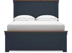 Mor Furniture Beds|Landocken Panel Bed In Brown/Blue, Twin