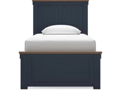 Mor Furniture Beds|Landocken Panel Bed In Brown/Blue, Twin