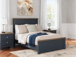 Mor Furniture Beds|Landocken Panel Bed In Brown/Blue, Twin