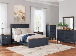 Mor Furniture Beds|Landocken Panel Bed In Brown/Blue, Twin