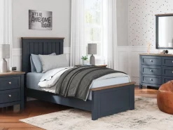Mor Furniture Beds|Landocken Panel Bed In Brown/Blue, Twin