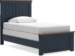 Mor Furniture Beds|Landocken Panel Bed In Brown/Blue, Twin
