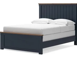 Mor Furniture Beds|Landocken Panel Bed In Brown/Blue, Twin