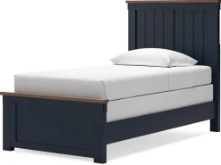 Mor Furniture Beds|Landocken Panel Bed In Brown/Blue, Twin