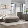 Mor Furniture Bedroom Sets|Landon Upholstered Panel Bed W/ Storage, Dresser, Mirror & Nightstand In Walnut, Queen
