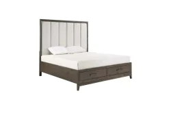 Mor Furniture Upholstered Beds|Beds|Landon Upholstered Panel Bed In Walnut, Queen