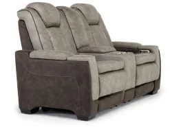 Mor Furniture Reclining Loveseats|Loveseats|Lantana 2 Power Console Loveseat In Rocky Gray/Brown