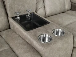 Mor Furniture Reclining Loveseats|Loveseats|Lantana 2 Power Console Loveseat In Rocky Gray/Brown