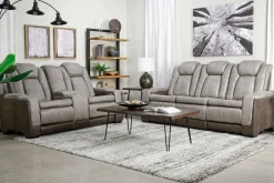Mor Furniture Reclining Loveseats|Loveseats|Lantana 2 Power Console Loveseat In Rocky Gray/Brown
