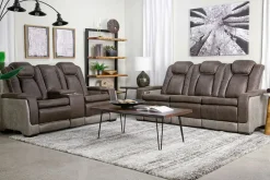 Mor Furniture Reclining Loveseats|Loveseats|Lantana 2 Power Console Loveseat In Rocky Gray/Brown