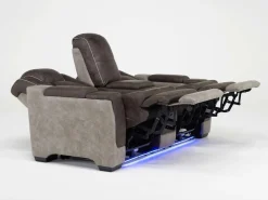 Mor Furniture Reclining Loveseats|Loveseats|Lantana 2 Power Console Loveseat In Rocky Gray/Brown