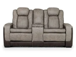 Mor Furniture Reclining Loveseats|Loveseats|Lantana 2 Power Console Loveseat In Rocky Gray/Brown