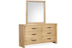Mor Furniture Bedroom Sets|Laramie Panel Bed W/ Storage, Dresser, Mirror & 2 Drawer Nightstand In Honey Wheat, Queen
