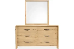 Mor Furniture Bedroom Sets|Laramie Panel Bed W/ Storage, Dresser, Mirror & 2 Drawer Nightstand In Honey Wheat, Queen