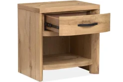 Mor Furniture Bedroom Sets|Laramie Panel Bed W/ Storage, Dresser, Mirror & 2 Drawer Nightstand In Honey Wheat, Queen
