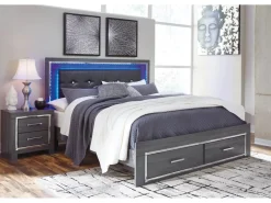 Mor Furniture Storage Beds|Beds|Lodanna Panel Bed W/ Storage In Gray, Full