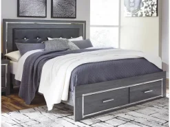 Mor Furniture Bedroom Sets|Lodanna Panel Bed W/ Storage, Dresser, Mirror & Nightstand In Gray, Full