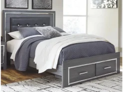 Mor Furniture Bedroom Sets|Lodanna Panel Bed W/ Storage, Dresser, Mirror & Nightstand In Gray, Full