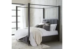 Mor Furniture Beds|Lucerne Upholstered Canopy Bed In Vintage Coffee, Queen