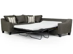 Mor Furniture Sleeper Sofas|Sectionals|Lucy Tux Queen Sleeper Sectional W/ Mattress In Splash Charcoal, Left Facing