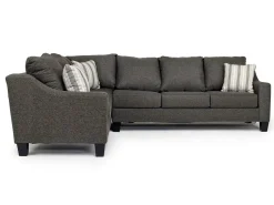 Mor Furniture Sleeper Sofas|Sectionals|Lucy Tux Queen Sleeper Sectional W/ Mattress In Splash Charcoal, Left Facing