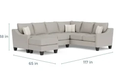 Mor Furniture Sectionals|Lucy Tux Sofa Chaise Sectional In Splash Linen, Right Facing