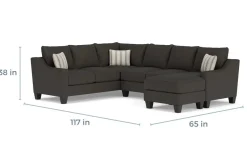 Mor Furniture Sectionals|Lucy Tux Sofa Chaise Sectional In Splash Linen, Right Facing