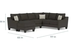Mor Furniture Sectionals|Lucy Tux Sofa Chaise Sectional In Splash Linen, Right Facing